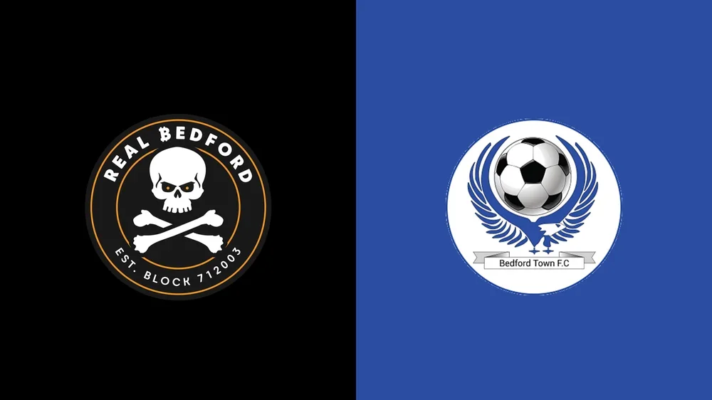 Real Bedford and Bedford Town badges